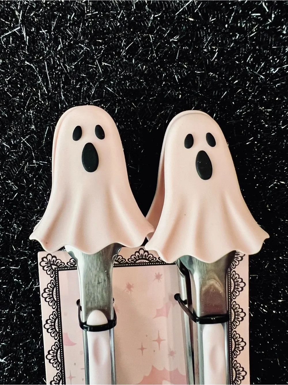 2 Ghost Pink Mini Tongs - Cute Halloween Snack Tongs Spooky Kitchen